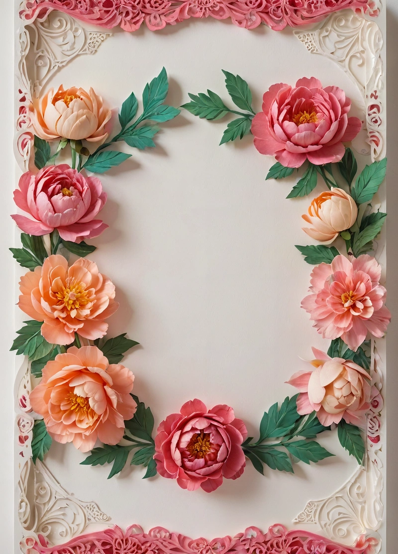 A cake with flowers on it and a white frame around it with a pink border around the edges of the cake and a pink border around the edges, highly detailed oil painting, a flemish baroque, rococo