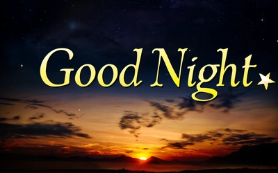 A picture of a sunset with the words good night in the middle of it and a star in the sky above it with the sun setting behind it, night, a digital rendering, dau-al-set