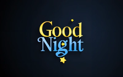 A good night sign with stars on it on a black background with a blue background and a yellow star on the bottom of the sign, night, a digital rendering, international typographic style