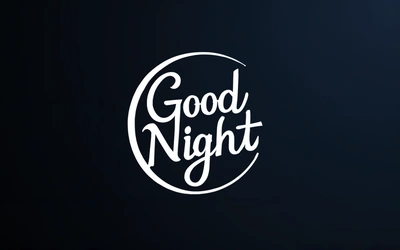 A black and white logo with the words good night in a circle on it's side, with a white lettering underneath the word, smooth and clean vector curves, vector art, international typographic style