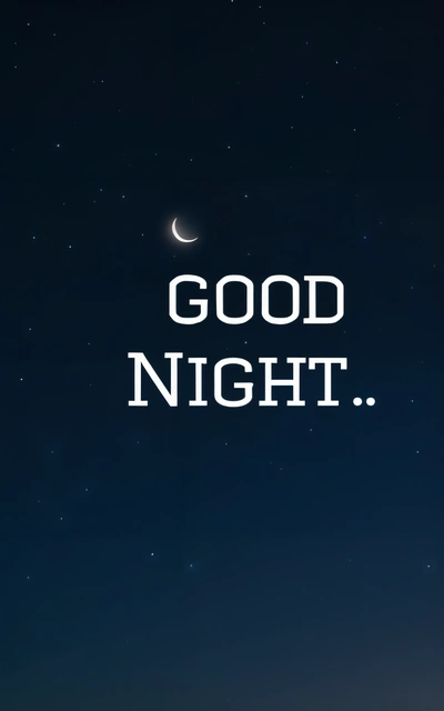 A night sky with a crescent and stars with the words good night written in white on it, and a crescent in the middle of the sky, night, a digital rendering, dau-al-set