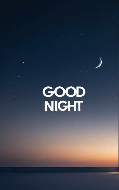 A picture of a night sky with the words good night on it and a crescent in the sky above it with a crescent in the sky, night, a poster, dau-al-set