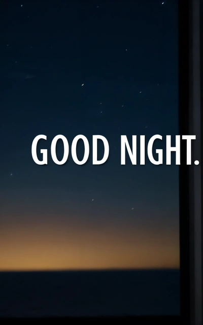 A window with a view of the sky and the words good night written in white on it, with a dark background with stars and a small light, night, a cross stitch, dau-al-set