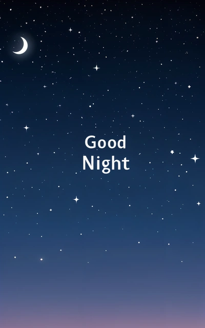 A night sky with stars and the words good night on it, and a crescent in the sky above it is a crescent of stars, night, a digital rendering, dau-al-set