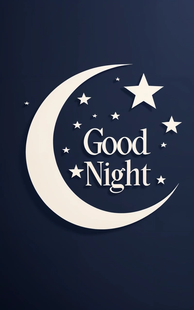 A crescent with stars and the words good night on it, against a dark background with a crescent and stars, and the words good night written in white, night, a digital rendering, dau-al-set