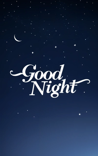 A night sky with stars and the words good night written in white on it, with a crescent and a crescent in the middle of the sky, night, a poster, dau-al-set