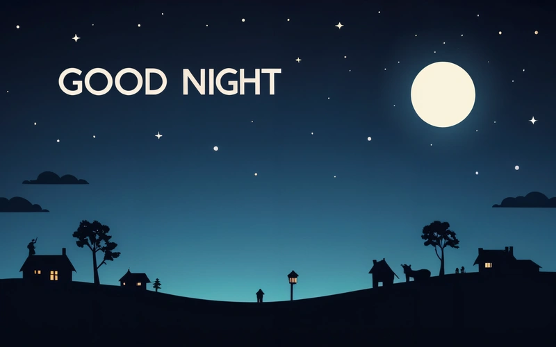 A night scene with a full moon and a silhouette of a town with a street light and a street lamp in the foreground and a full moon, night, a digital rendering, dau-al-set