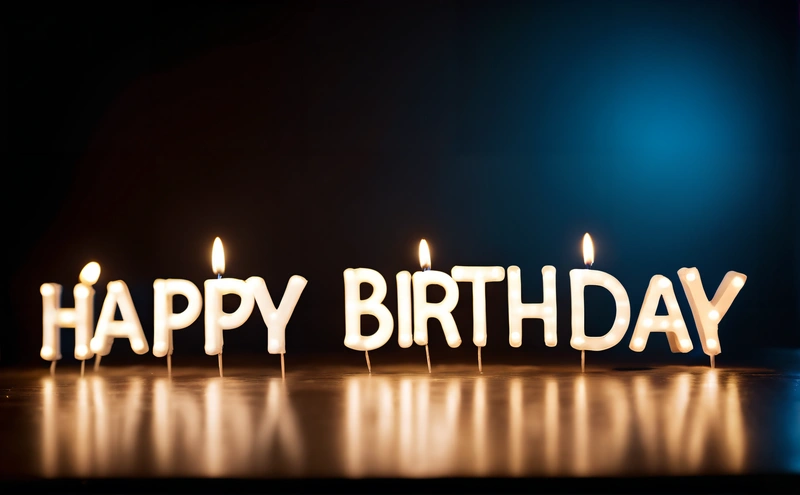 A Birthday cake with candles spelling out the word happy Birthday on it's side and a lit candle in the middle of the cake, dark background, a pastel, international typographic style