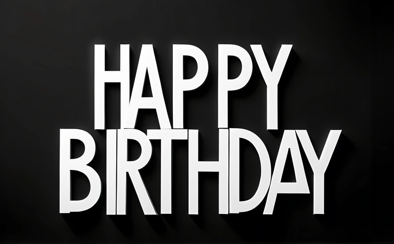 A black and white photo of a happy Birthday sign with the words happy Birthday written in white letters on a black background with a shadow, black background, a 3d render, international typographic style
