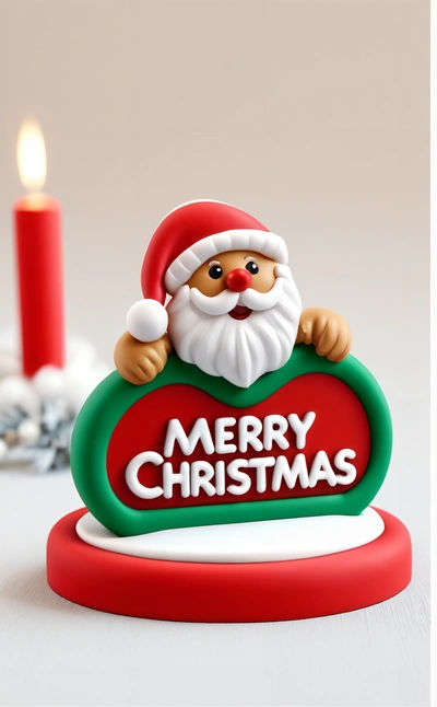 A Christmas decoration with a candle and a candle holder in the background with a candle in the foreground and a candle in the background, figurine, a 3d render, naive art